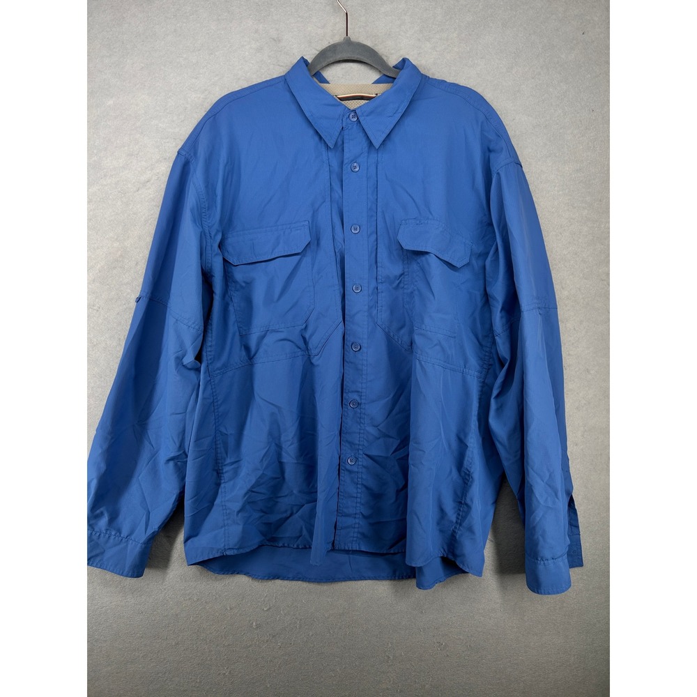 Royal Robbins Mens Blue Ripstop Ventilated Long Sleeve Hiking Shirt 2175-100331